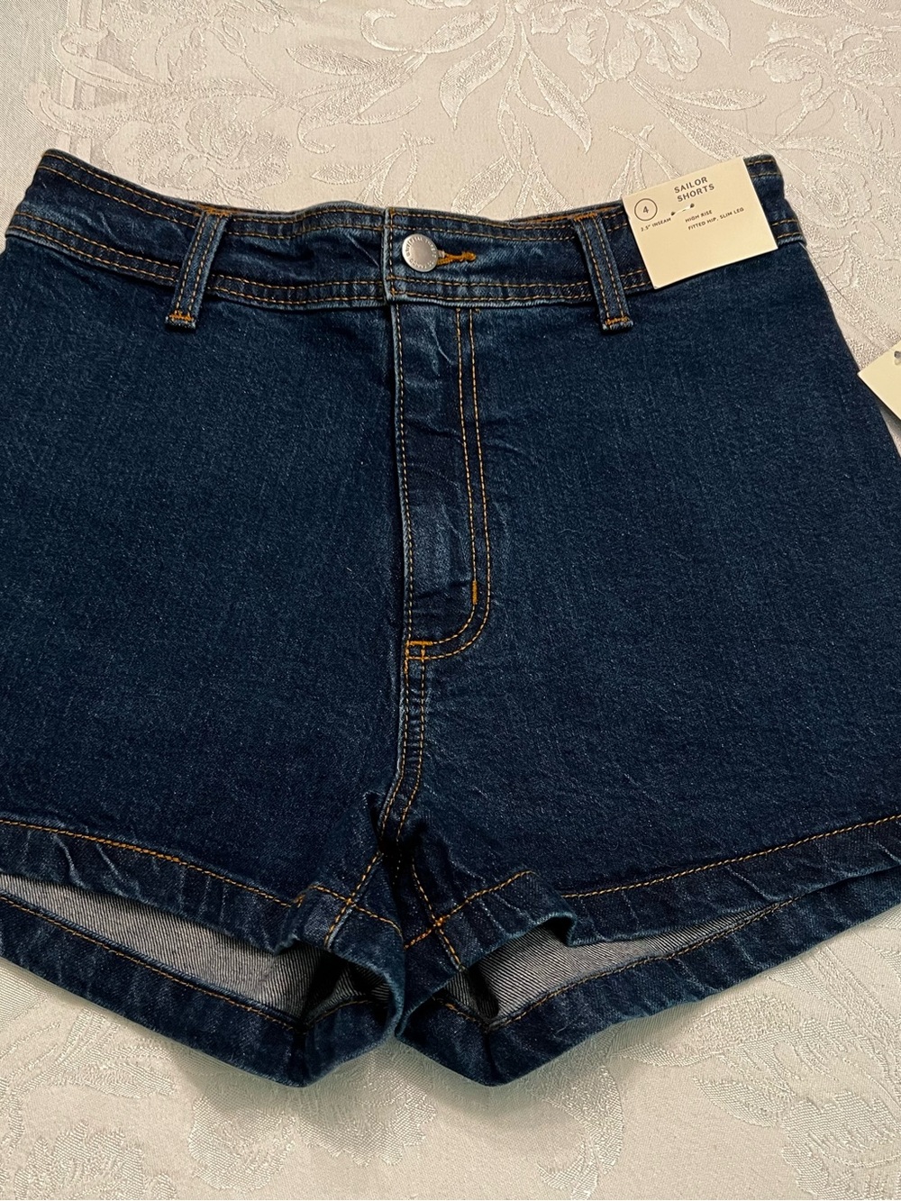 Sailor Shorts High Rise Blue Denim Size 4 NWT